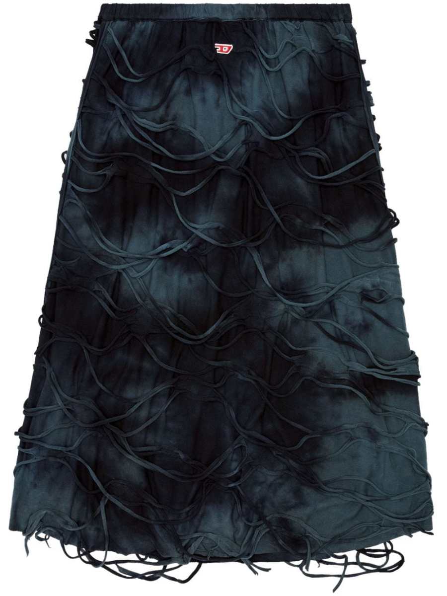 O-Jal distressed cotton midi skirt
