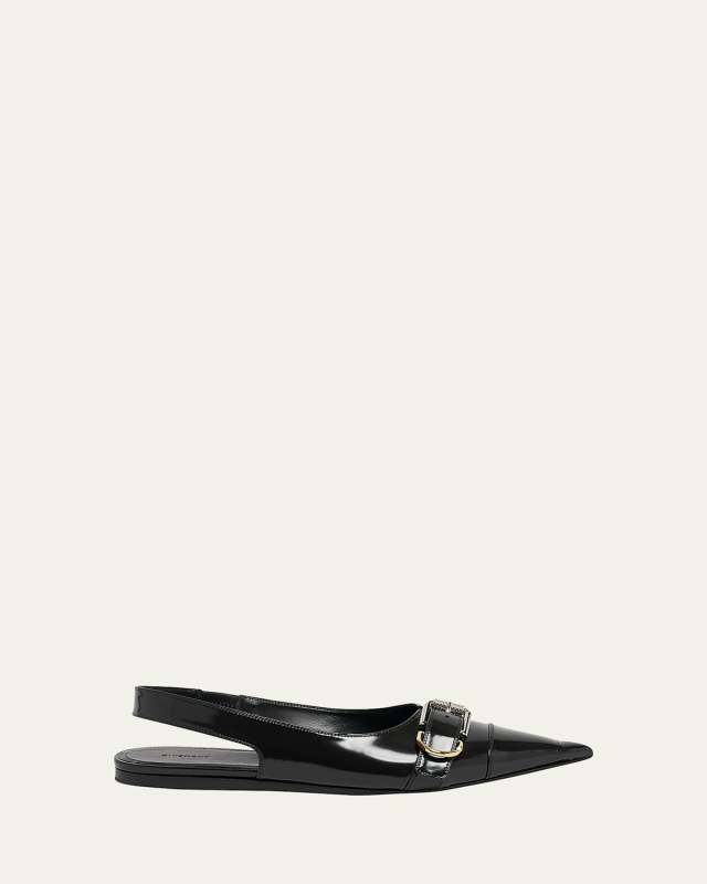 Voyou Leather Buckle Slingback Ballerina Flats