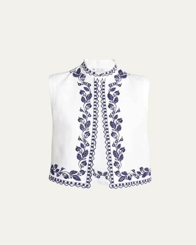 Dabney Embroidered Antigua Gilet