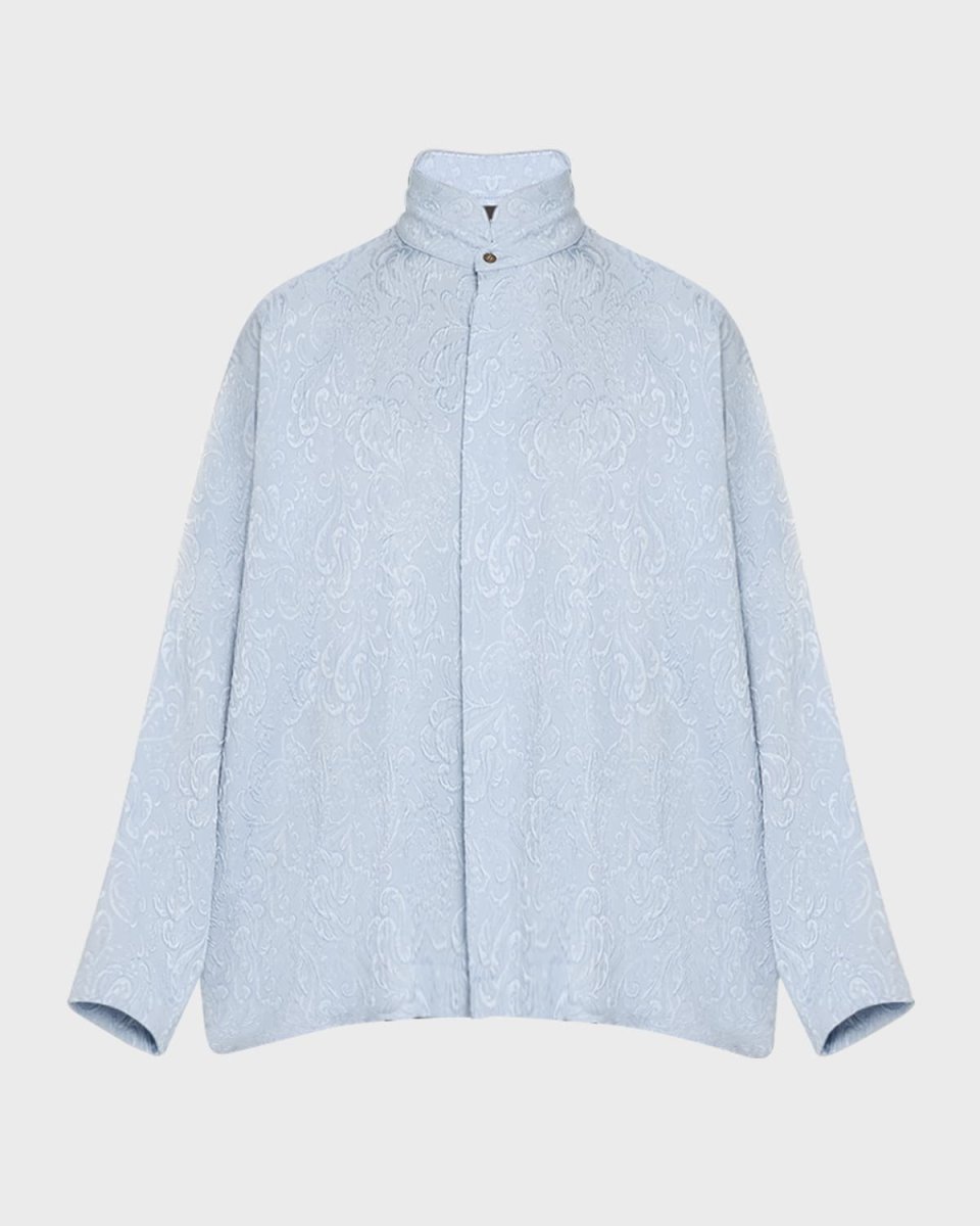 Wide Longer Back Double Stand Collar Shirt