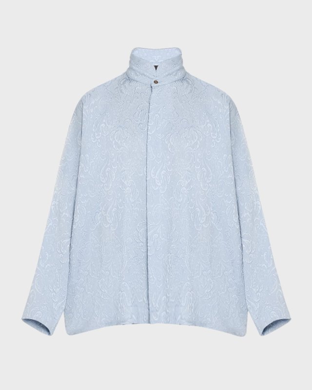 Wide Longer Back Double Stand Collar Shirt