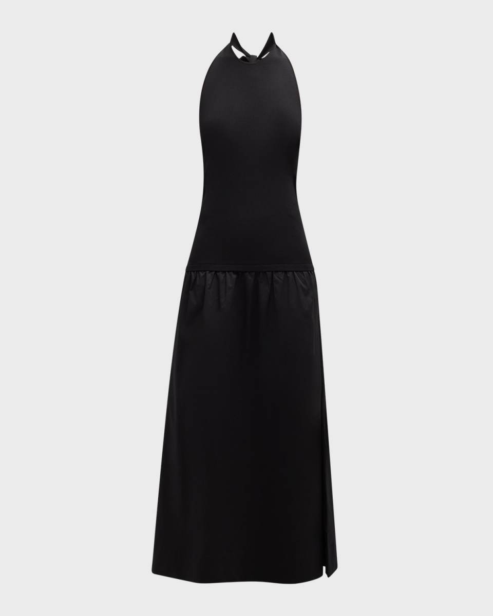 Junjo Combo Knit Poplin Backless Maxi Dress