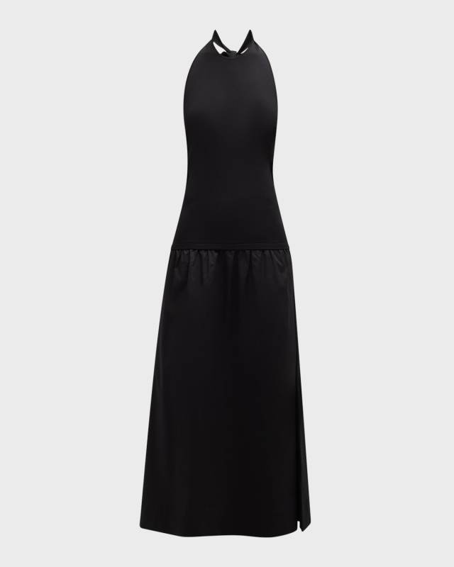 Junjo Combo Knit Poplin Backless Maxi Dress