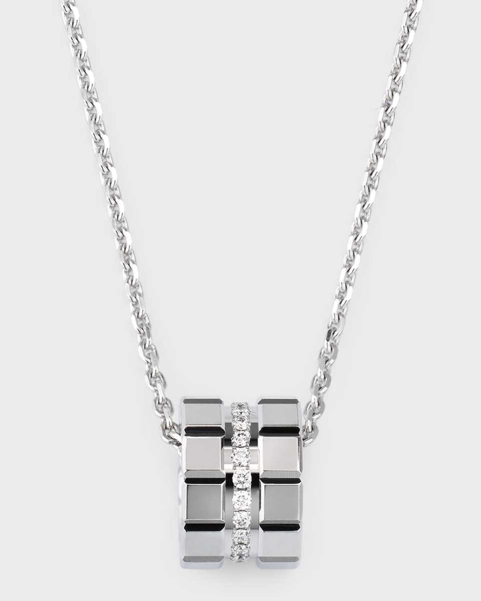 Ice Cube 18K White Gold Diamond Pendant Necklace