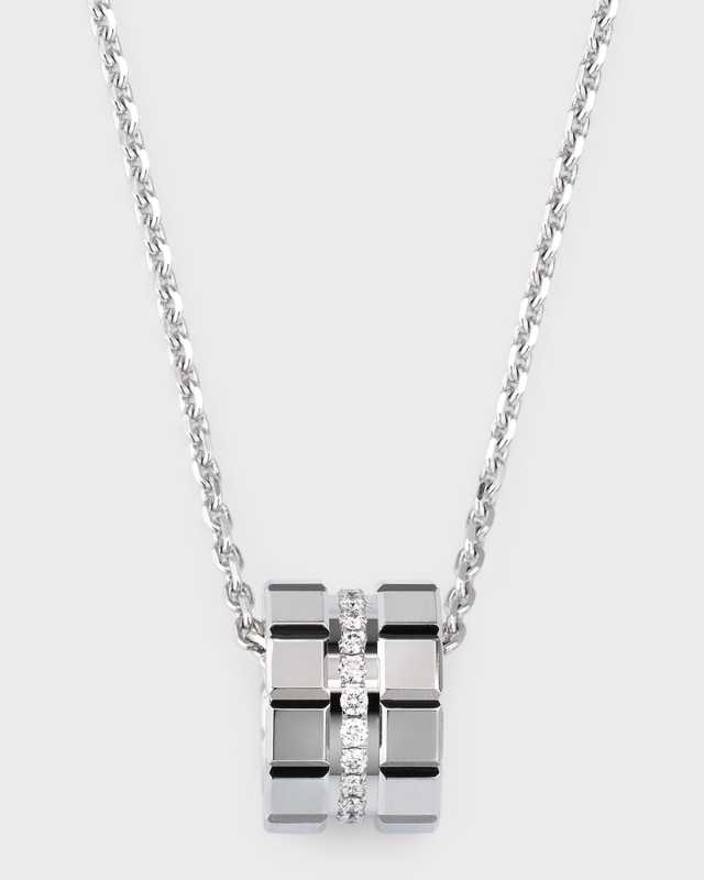 Ice Cube 18K White Gold Diamond Pendant Necklace