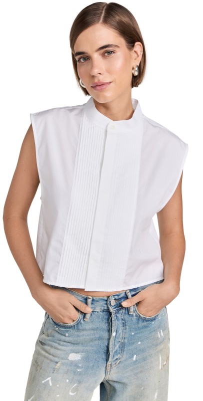 Helmut Lang Tux Bib Blouse White