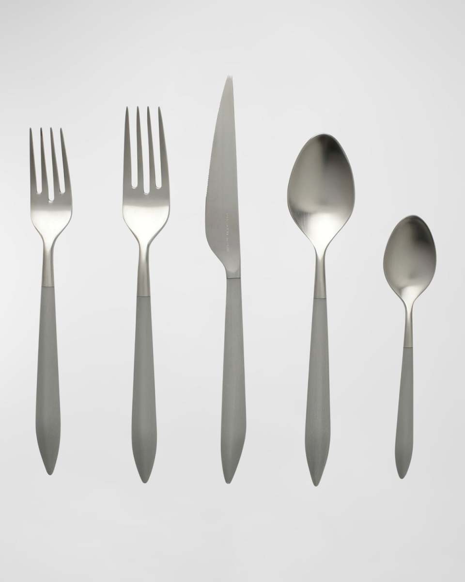 Ares Argento & Black 5-Piece Flatware Place Setting
