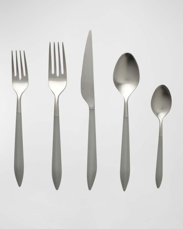 Ares Argento & Black 5-Piece Flatware Place Setting