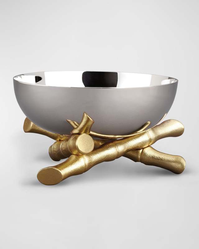 Bambou 24K Gold-Plated Bowl, 6" Round