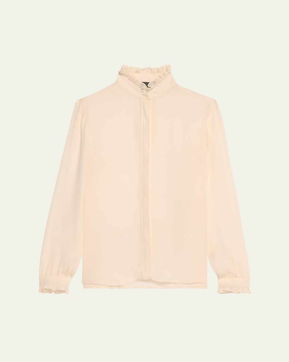 Orin Silk Frilled-Collar Shirt