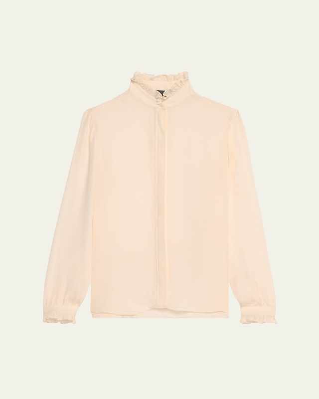 Orin Silk Frilled-Collar Shirt
