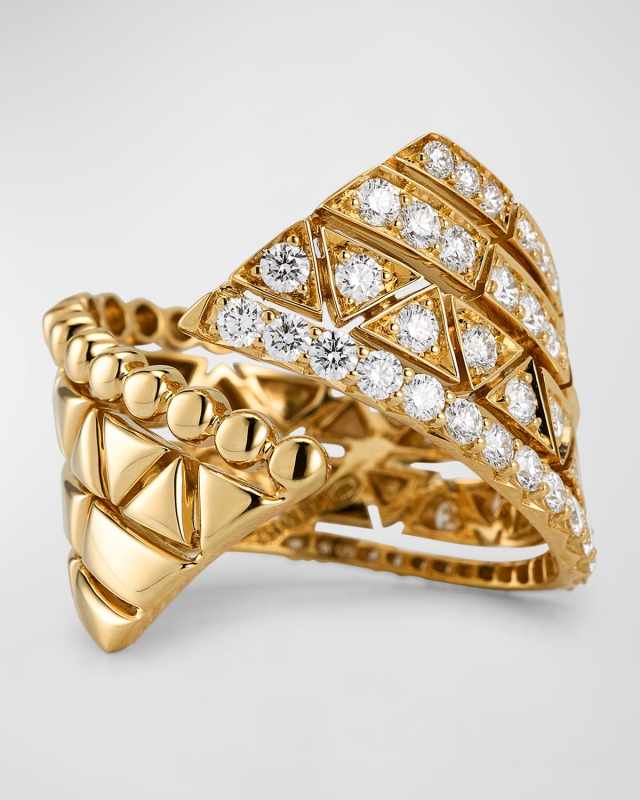 18K Yellow Gold Reflexion Ring with Diamonds, Size 6.5