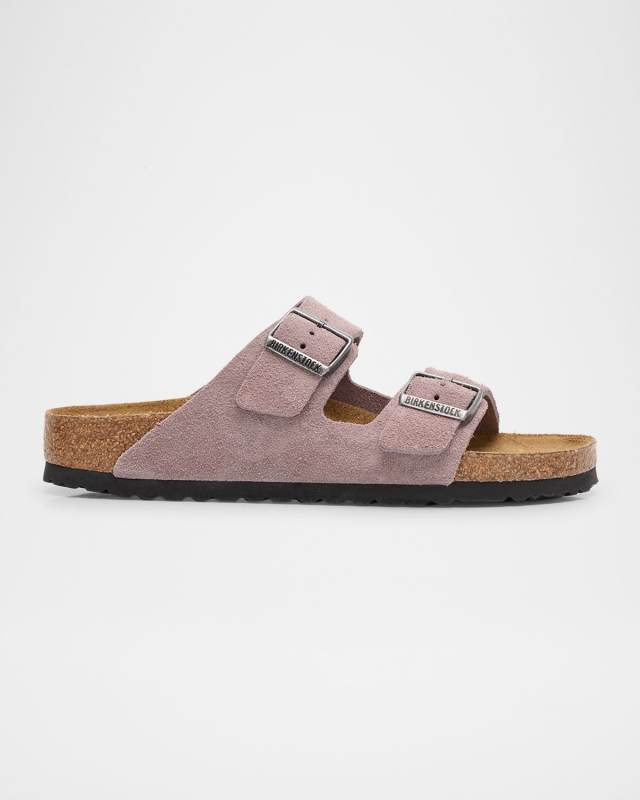 Arizona Suede Dual-Buckle Slide Sandals