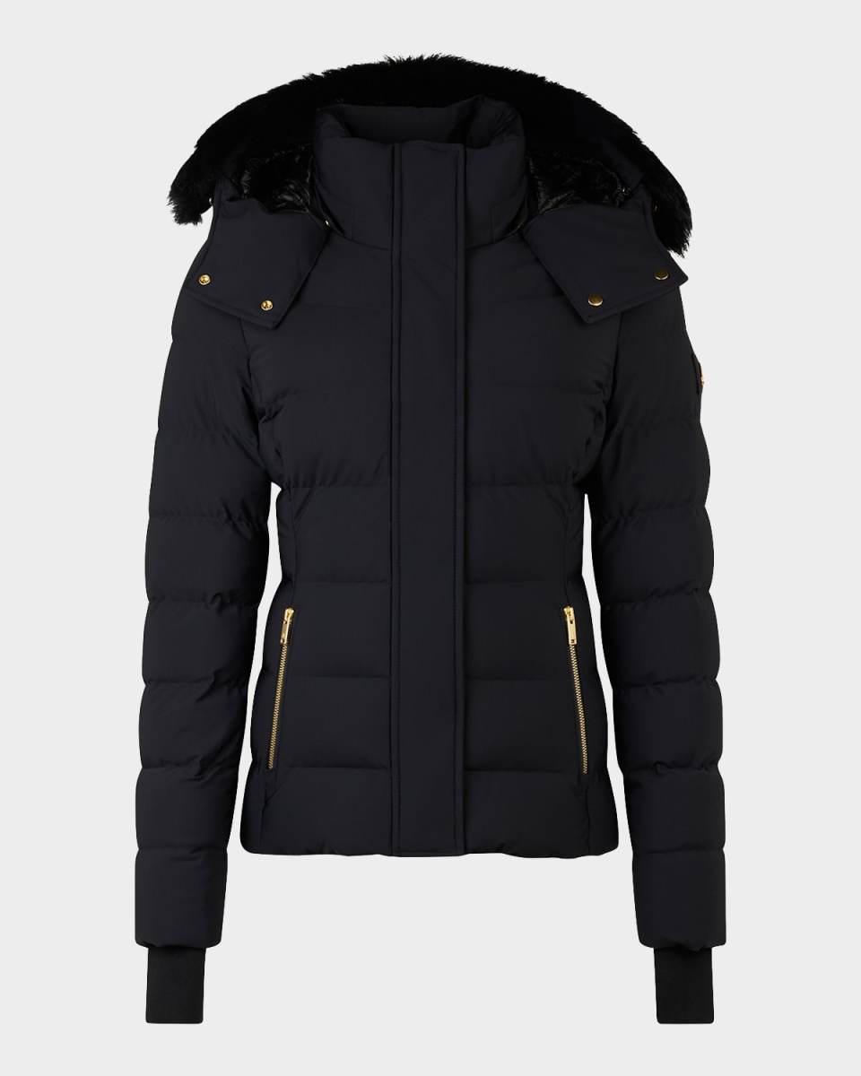 Betta Puffer Jacket with Detachable Hood and Shearling Tri