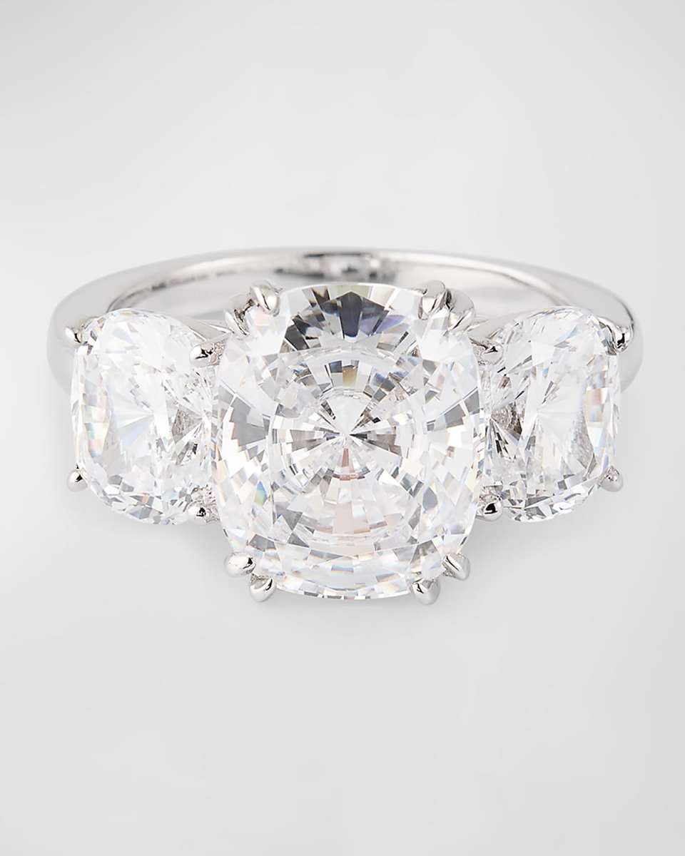 Cuhion Cut Cubic Zirconia Ring with Cushion Cut Sides