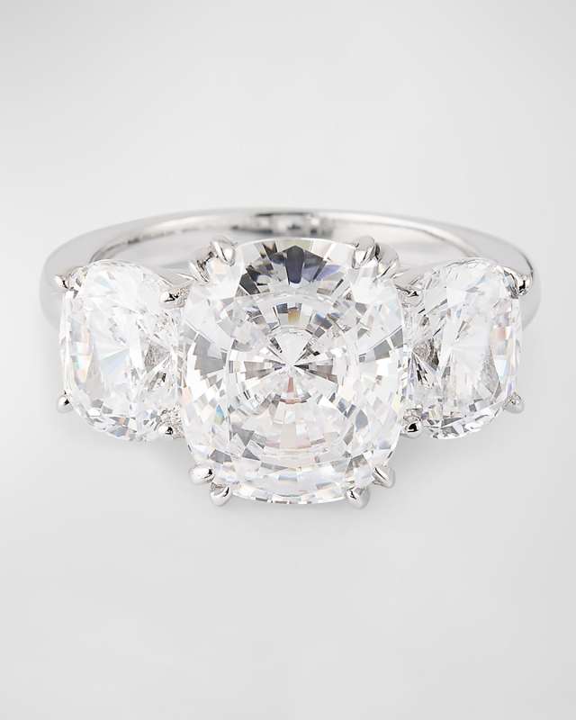 Cuhion Cut Cubic Zirconia Ring with Cushion Cut Sides