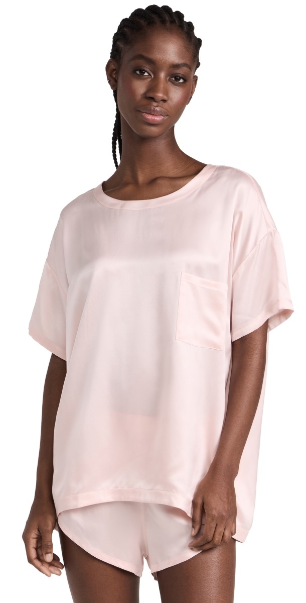 Lunya Washable Silk Tee Set Frosted Rose