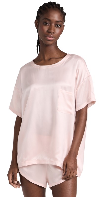 Lunya Washable Silk Tee Set Frosted Rose
