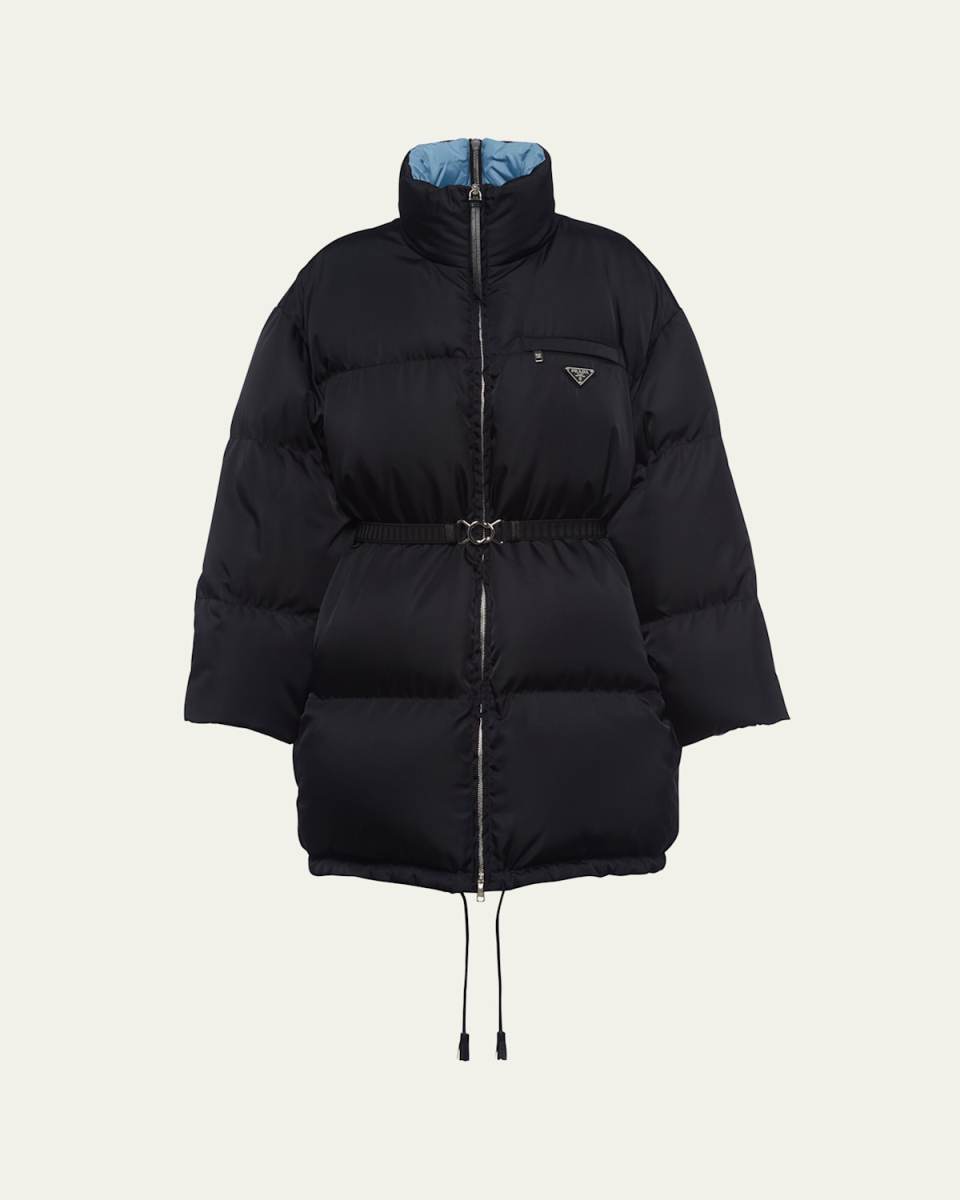 Re-Nylon Gabardine Hooded Down Coat