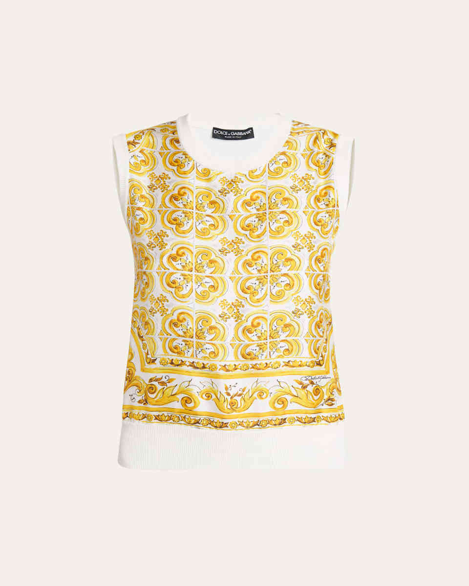 Printed Twill Sweater Vest