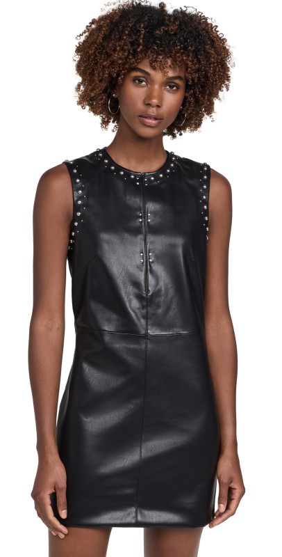 rag & bone Brigette Faux Leather Dress Blk
