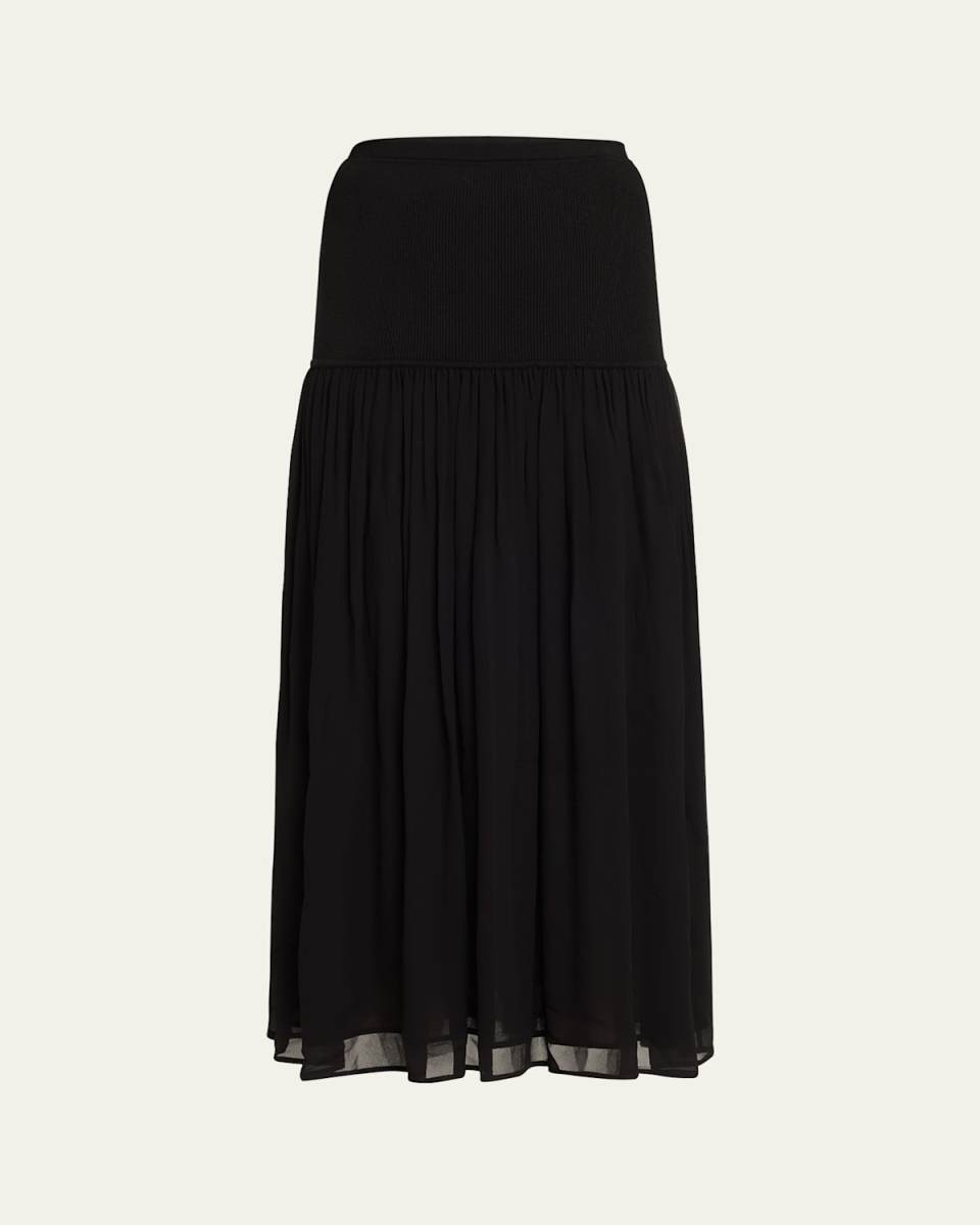 Miya Wool and Silk Drop-Waist Maxi Skirt