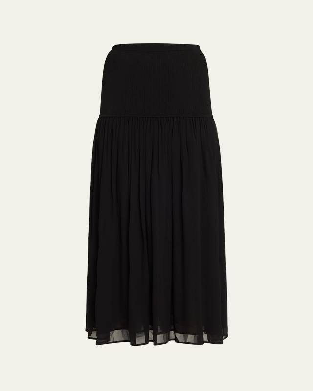 Miya Wool and Silk Drop-Waist Maxi Skirt