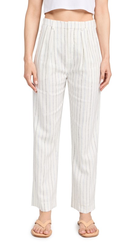 THE GREAT. The Maker Trousers Cream Pinstripe