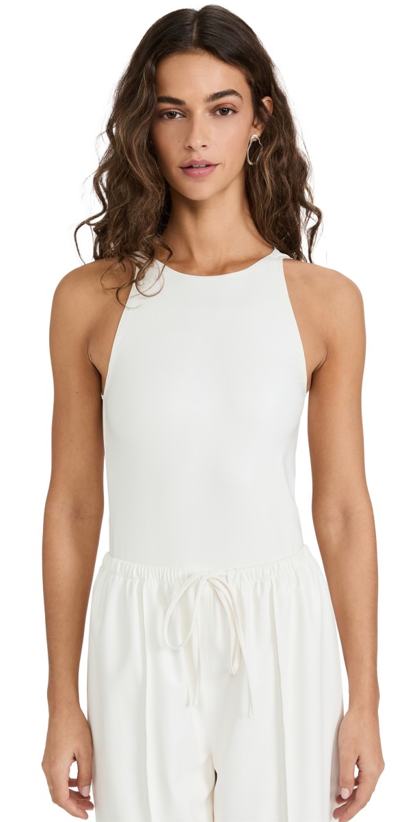 LAPOINTE Faux Leather Bodysuit White