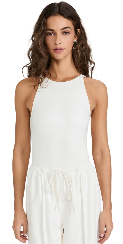 LAPOINTE Faux Leather Bodysuit White