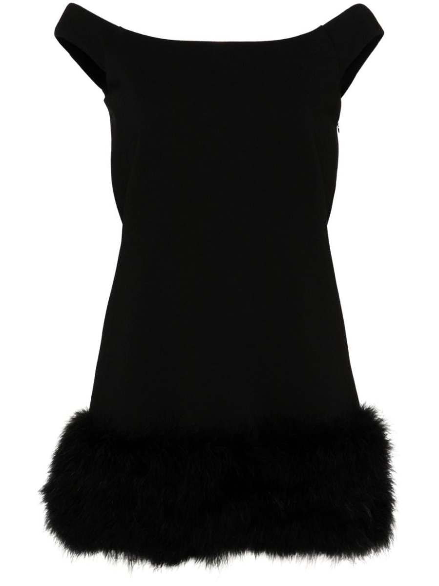 feather-embellished mini dress