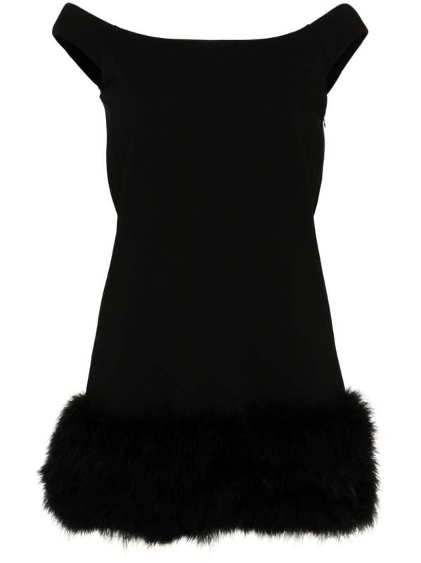 feather-embellished mini dress