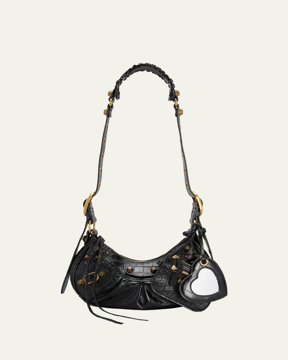 Le Cagole XS Croc-Embossed Shoulder Bag