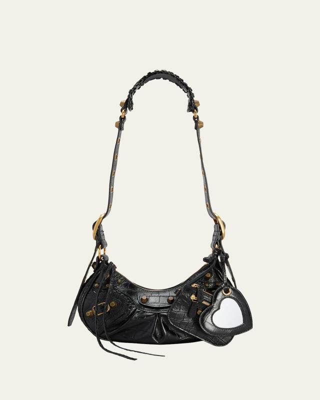 Le Cagole XS Croc-Embossed Shoulder Bag