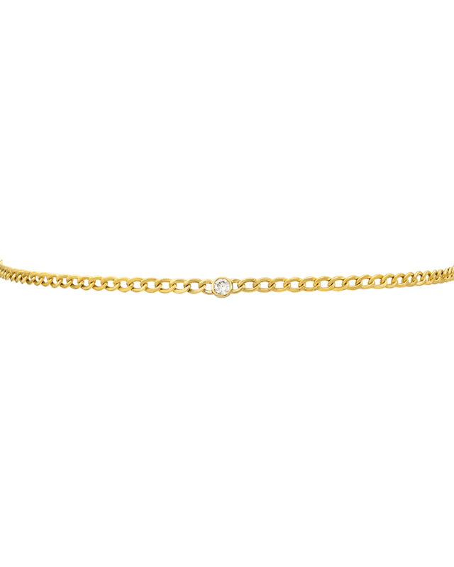 14K Cuban-Link Diamond Bezel Necklace, 12-16"L