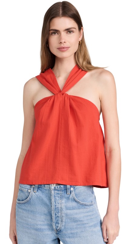 Faherty Bay Twist Top Poppy Red