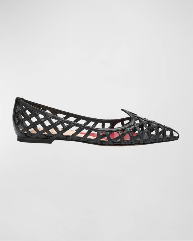 I Love Vivier Leather Caged Ballerina Flats