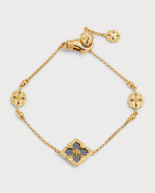 Opera Tulle Flexible Bracelet in Blue and 18K Yellow Gold, Size 17