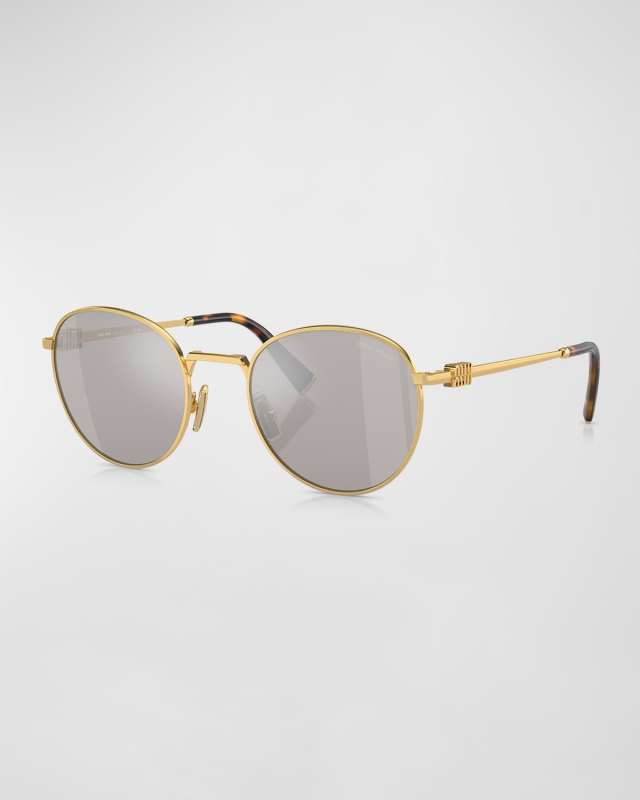 Logo Metal Round Sunglasses