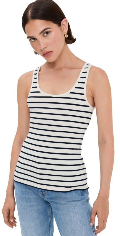 La Ligne Stripe Rib Tank Cream/Navy