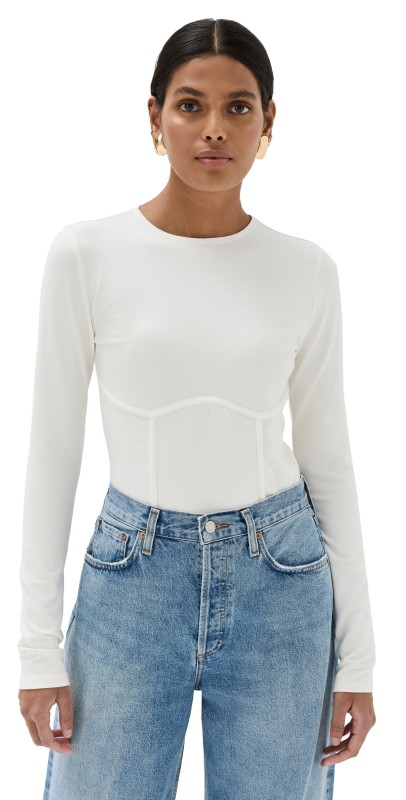 Reformation Thalia Knit Top Fior Di Latte