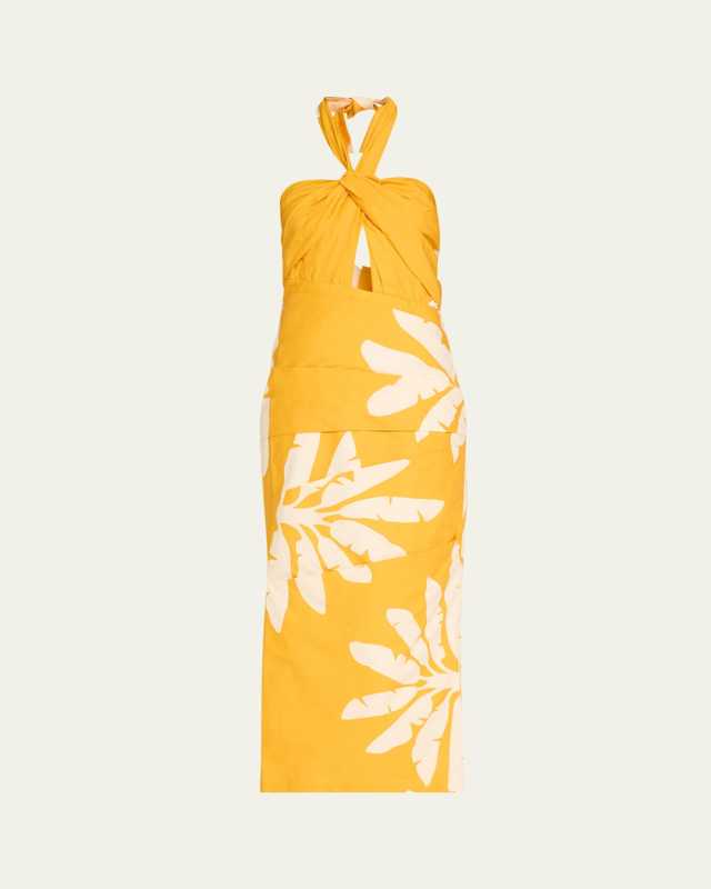 Chiricahua Printed Halter Twist-Front Maxi Dress