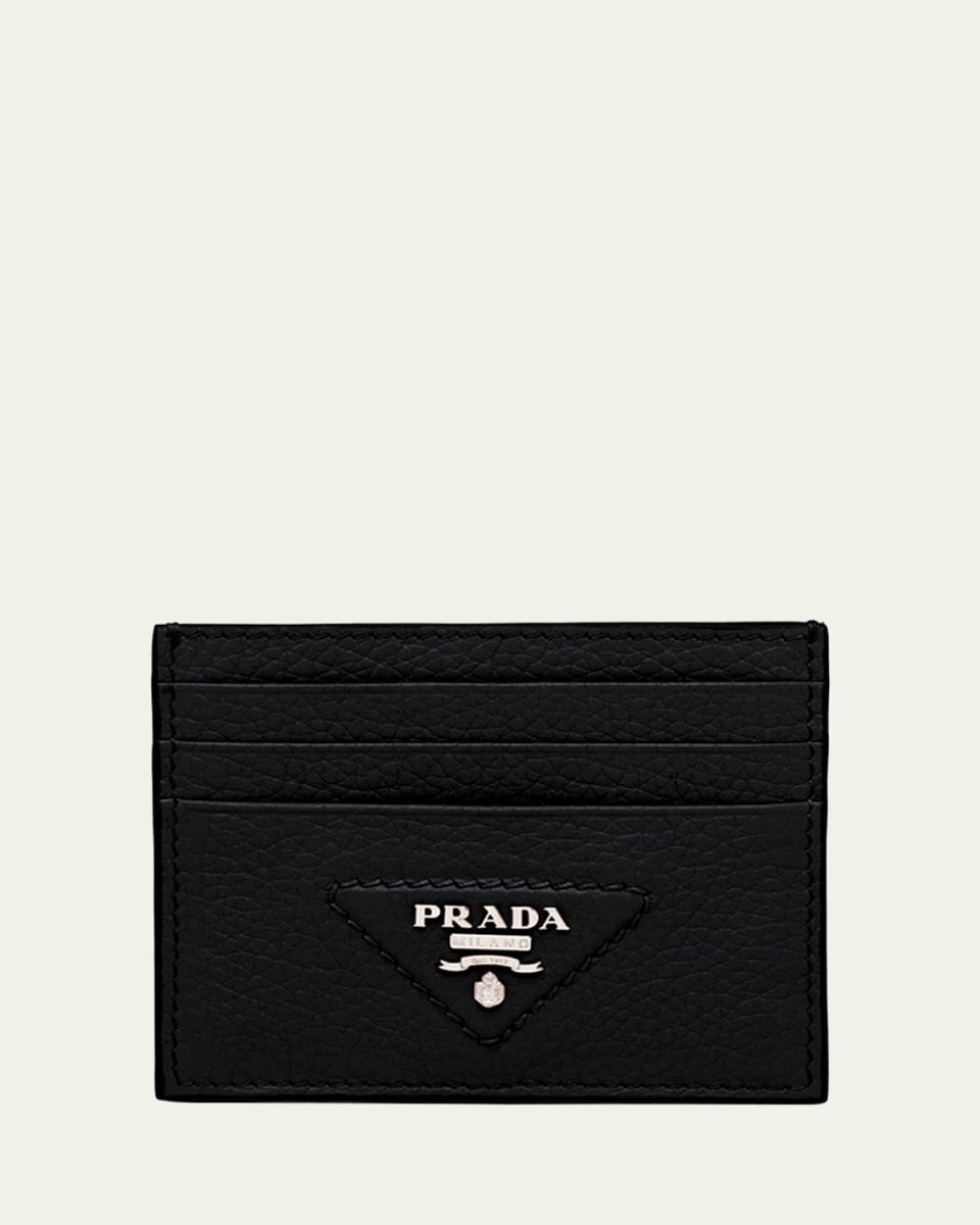 Triangle Logo Leather Card Holder