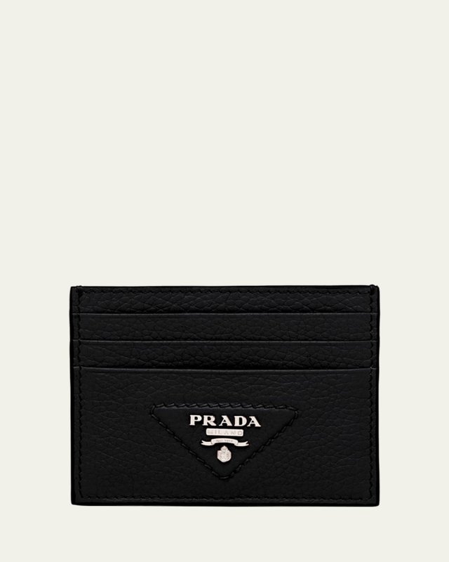 Triangle Logo Leather Card Holder