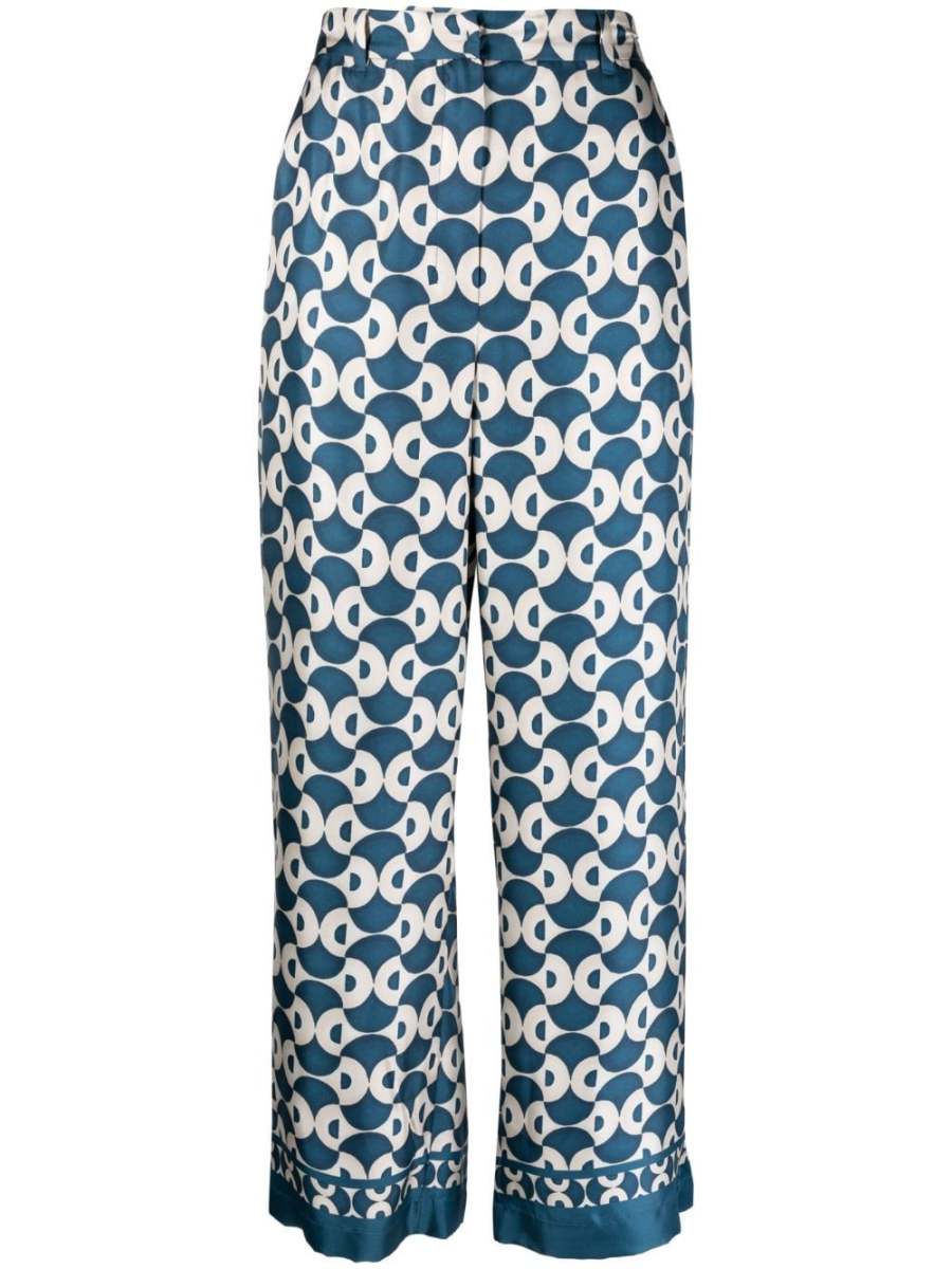 abstract-print wide-leg silk trousers