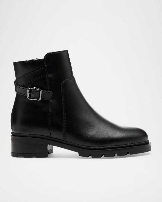 Shai Leather Buckle Ankle Booties