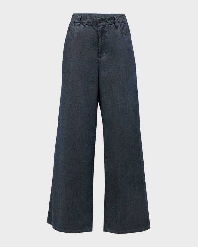 Petite Wide-Leg Organic Cotton Twill Jeans