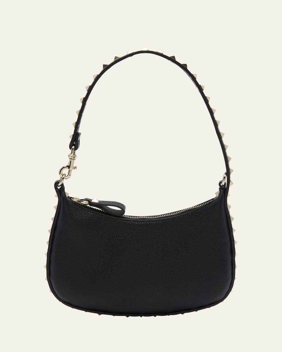 Rockstud Grain Leather Hobo Bag