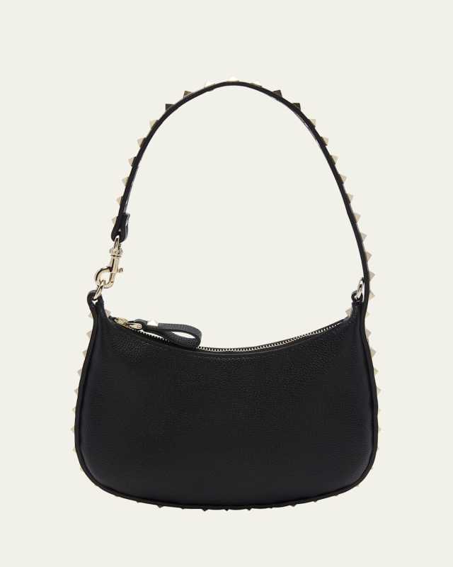 Rockstud Grain Leather Hobo Bag