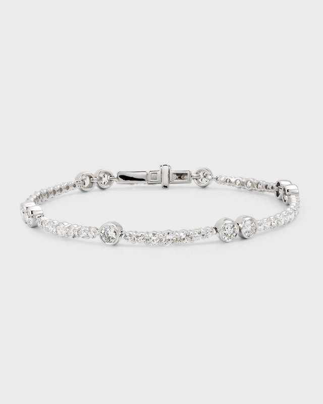 18K White Gold Diamond Tennis Bracelet, 4.80tcw, 7"L
